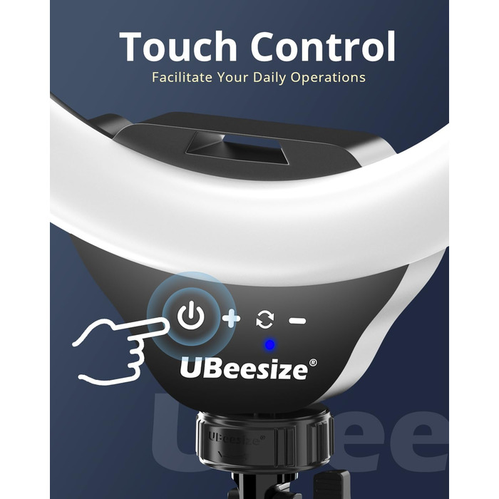 Ringlicht UBeesize 12 дюймів з триподом, 62 дюйми, для відео та стрімінгу, сумісний з телефонами, камерами, веб-камерами, сенсорне керування, білий, теплий, денне світло