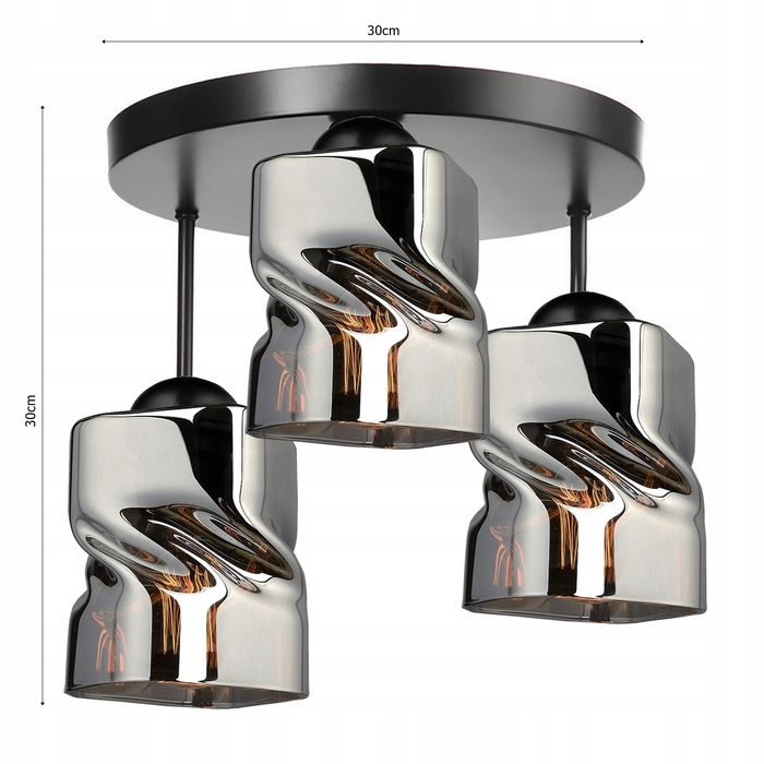 Підвісна люстра LEDLUX чорна, 3 точки освітлення, цоколь E27