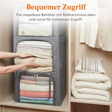 Коробка для зберігання одягу з кришкою від Lifewit, 100л, сіра (3 шт.)