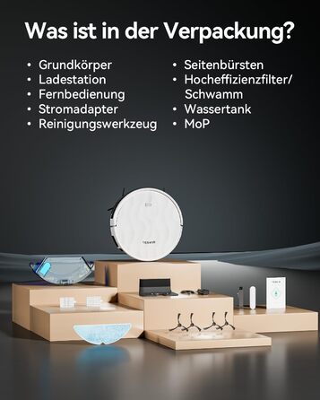 Робот-пилосос Tesvor S8MAX 3-в-1 з функцією миття, 8000Pa, LiDAR-навігація, 240 хвилин роботи, керування через додаток/Alexa, самостійна станція очищення 2.5L для великих приміщень та домівок з тваринами (M2)