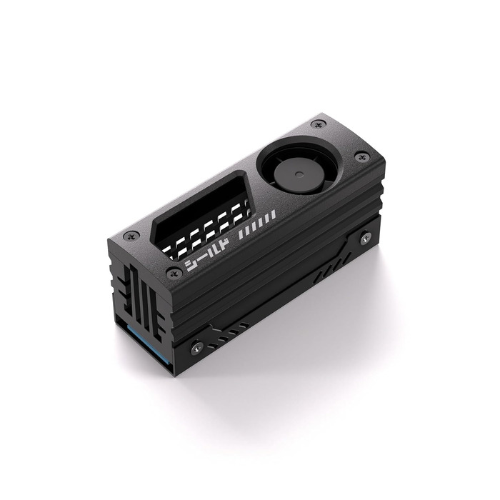 Радіатор охолодження M.2 SSD EZDIY-FAB з вбудованим 20mm PWM вентилятором, преміум-алюмінієвий дизайн, високопродуктивний кулер для M.2 2280 - Чорний - 1 шт.