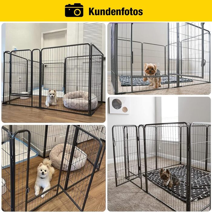 Клітка-загон для собак Aivituvin Welpenlaufstall – 8 панелей, 79x100 см, чорний, XL. Загон для цуценят, вольєр для собак, вольєр для тварин з дверцятами для дому та саду