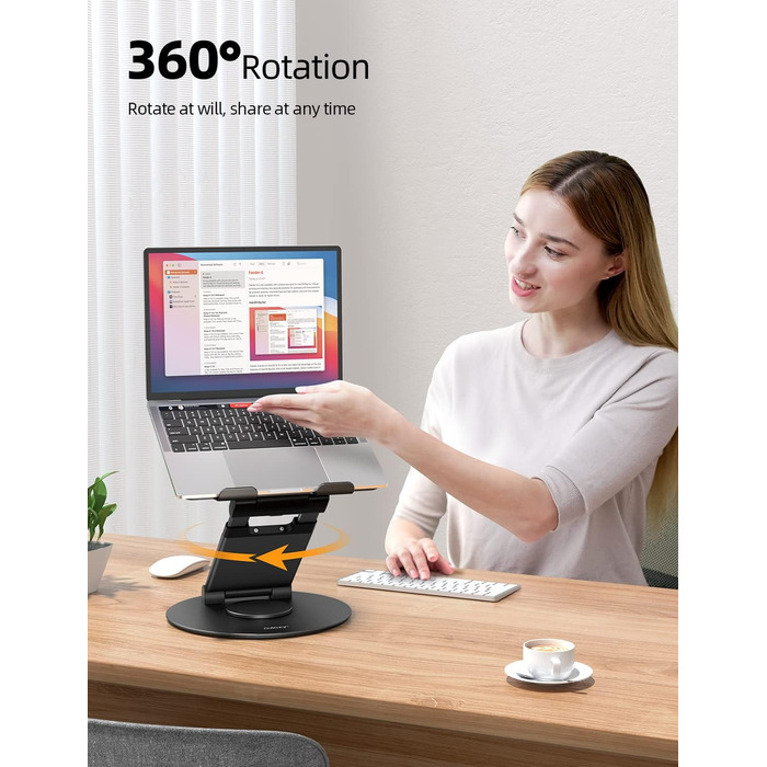 Adjustable Laptop Stand - 360° Swivel Base - Holds 10-17