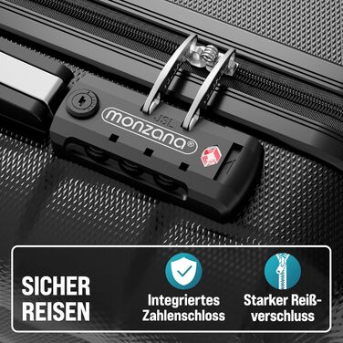 Набір валіз MONZANA® 3шт з TSA замком, органайзером, вагами та ременем. Чорний, M-L-XL