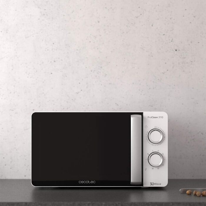 Мікрохвильова піч Cecotec Pro Clean 3110 з кварцовим грилем 800 Вт, об'єм 20 л, біла