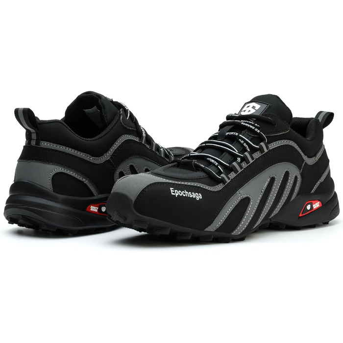 Черевики безпеки з металевим носком для чоловіків та жінок, антиковзкі робочі черевики, легкий дизайн, для будівництва, складу, промислового використання, 42 EU, чорний