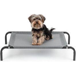 Dog bed made of Textilene fabric, (L) 100 x 76 cm, (L 75 x W 47 x H 15 cm, Grey)