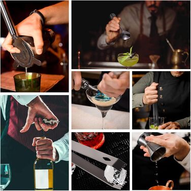 Набір шейкер для коктейлів Esmula 750 мл, 12 предметів, нержавіюча сталь, барменський набір, подарунок для чоловіків/жінок, стильний барний аксесуар з рецептами коктейлів (сірий)