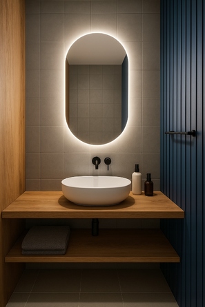 Овальне LED-дзеркало LUNA 60x80 см, вологозахищене IP65, вертикальний/горизонтальний монтаж