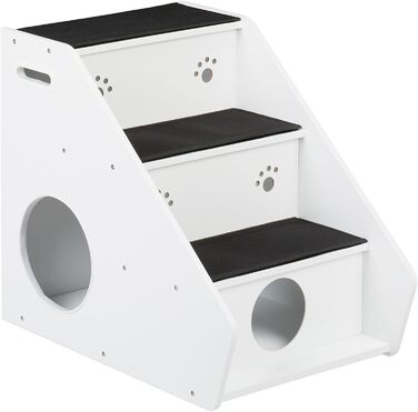 Сходинки для собак та котів Relaxdays, 3 сходинки, HBT 52,5x42x60 см, білий/чорний
