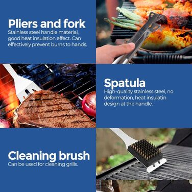 Набір аксесуарів для гриля Edihome, 25 предметів, з нержавіючої сталі, преміум-якість, у кейсі, ідеальний подарунок для чоловіків