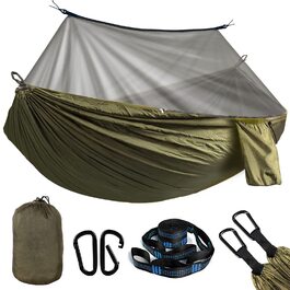 Гамак з москітною сіткою та тентом 300 кг, кемпінговий гамак-намет, ремені для кріплення, набір для біваку, ультралегкий 275x140 см