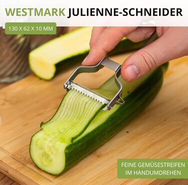 Овочечистка Westmark Julienne для ідеальної нарізки соломкою: для супів, воку, лівші та правші, нержавіюча сталь