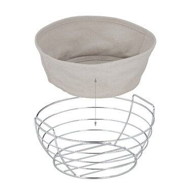 Relaxdays Round Bread Basket, Metal with Fabric Insert