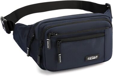 Поясна сумка на пояс для чоловіків та жінок, сумка на пояс з блискавкою, багатофункціональна сумка через плече, 5 відділень, спортивна сумка на стегно для активного відпочинку, туризму, кемпінгу, велоспорту (#1 Синій-a)