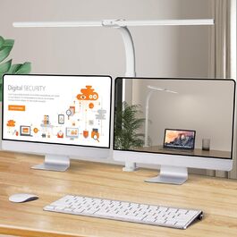 LED лампа для робочого столу з регулюванням яскравості, 24W, 80см, для офісу та дому, лампа-лебідь, кріпиться до столу (біла)