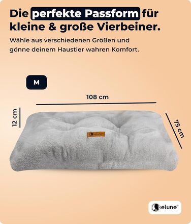 Килимок для собак Belune® Deluxe - великий, миючий, для великих собак (Сірий, M, 108x75x12 см)