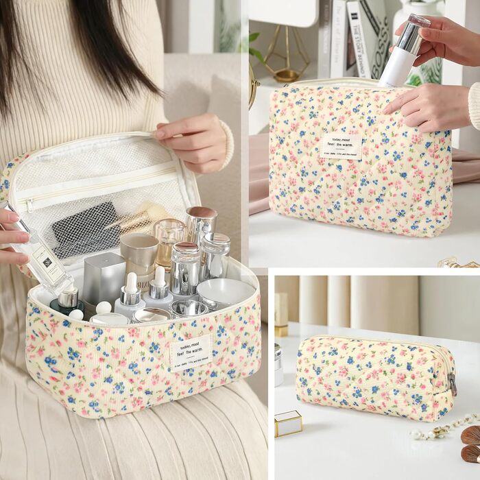 Набір косметичок для жінок: 3 шт. для макіяжу, подорожей та повсякденного використання. Великі косметички для дівчат та жінок