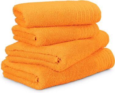 Möve Classic 4-Piece Towel Set - 2x 50x100cm + 2x 67x140cm, 100% Cotton, Orange
