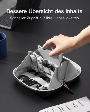 Inateck Electronics Case, Water-Resistant Accessory Bag, USB Cable Gadget Organizer Bag, Travel-Friendly