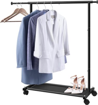 MISSLO Small Clothes Rack for Hanging Clothes, Rolling Garment Rod Stable for Kids, Toddler, Baby, Little Girls, Adults (Black)
