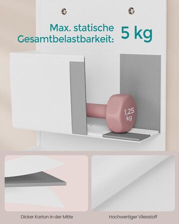 Органайзер для шафи SONGMICS з 4 кишенями, підвісна полиця, органайзер для шафи, підвісне зберігання, органайзер для дверей, спальня, вітальня, 2 x 33,5 x 00 см, RDH04G (1, Хмарний білий)