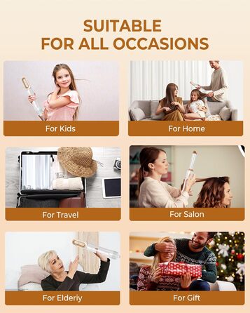 UKLISS Стайлер для волосся 6-в-1 Air Styler Set - Професійний стайлер з насадками: фен-щітка, керлер, щітка з гарячим повітрям, фен-щітка, фен, випрямляч | для створення локонів, об'єму, випрямлення та сушіння (Перламутрово-білий)