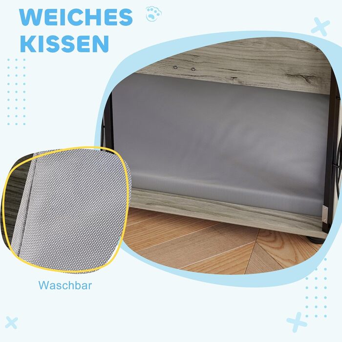 Клітка для собак PawHut - велика, 100x60x73.5 см, сіра, з подушкою, для дому