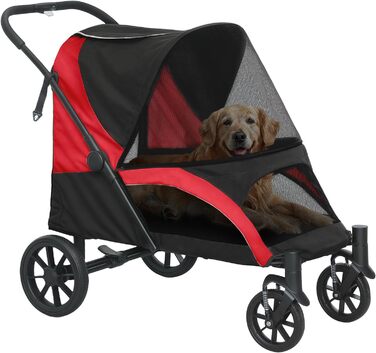 Візок для собак PawHut - Buggy для великих собак та котів до 30 кг, чорний, 124 x 67 x 100 см