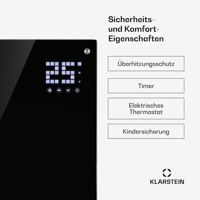 Електричний конвектор Klarstein: мобільний нагрівач з термостатом, 2000 Вт