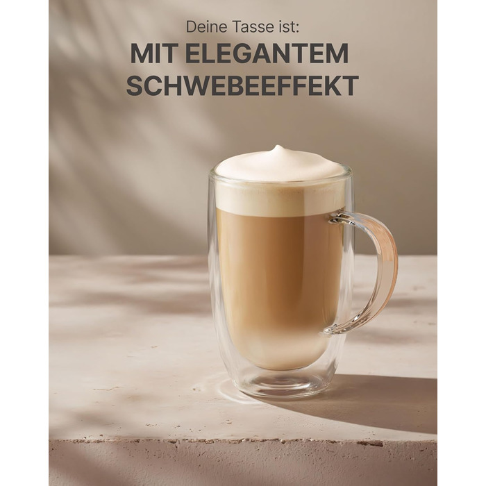 Набір кавових чашок Lemontree 4 шт. 250 мл, з боросилікатного скла, для капучино, лате макіато, 180°C, стійкі до миття в посудомийній машині, професійна якість