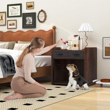 Клітка для собак GOPLUS з 2 висувними ящиками, замок, для собак маленьких та середніх порід, 62x49,5x63 см