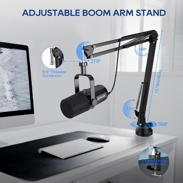FDUCE SL40+ – динамічний мікрофон для подкастів, геймінгу та стрімінгу, USB/XLR, з кріпленням-жабою, вихід для навушників, кнопка вимкнення мікрофона, регулювання чутливості, чорний