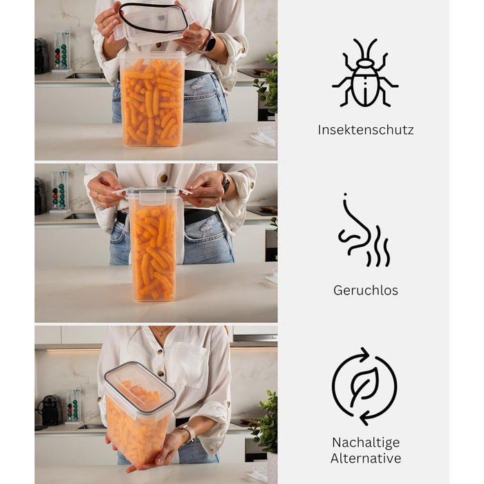 Набір контейнерів для зберігання Deco haus® (24 шт.) з кришкою, чорний - для продуктів, кухні, організації