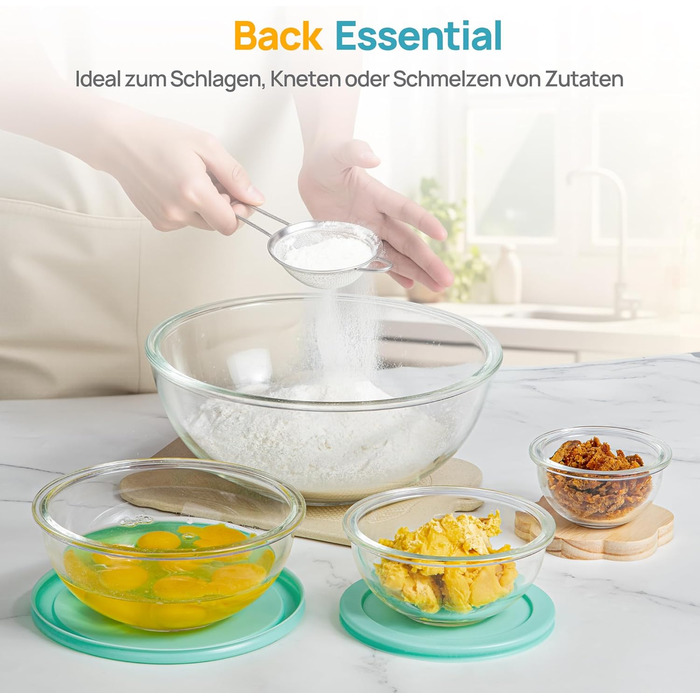 Набір контейнерів для їжі Vtopmart (15 шт.) з кришкою, скляні, для зберігання, мікрохвильова піч, морозильник, посудомийна машина