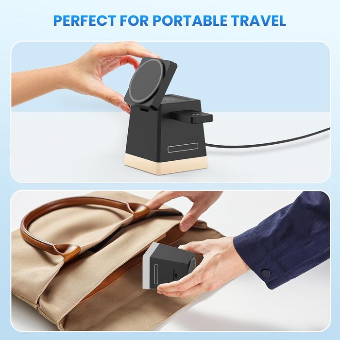 Бездротовий зарядний пристрій JoyGeek: для iPhone, Apple Watch, AirPods (чорний)