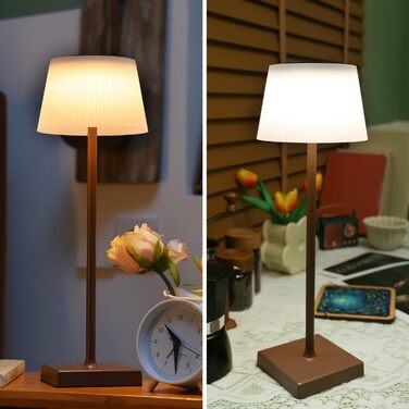 Світлодіодна настільна лампа Aigostar акумуляторна бездротова, з димером та 3 режимами кольору, водонепроникна IP54 для дому та саду (темно-коричнева)