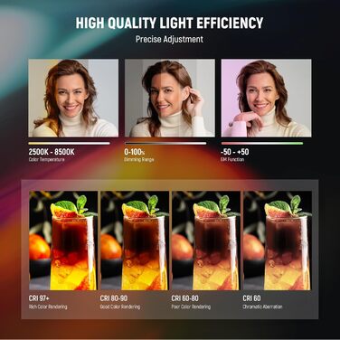 NEEWER LED відеосвітло з магнітним тримачем та штативом, RGB, 2500-8500K, 2500mAh, TL96RGB/TL97C (2 шт.)