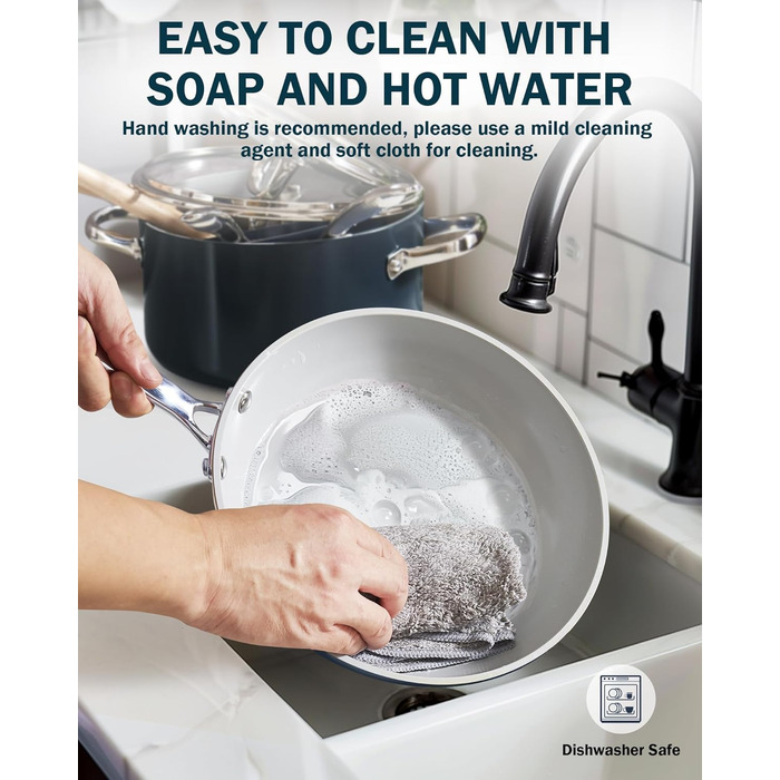 Набір каструль та сковорідок Cook N Home, 10 предметів, антипригарне покриття, кераміка, індукція, блакитний