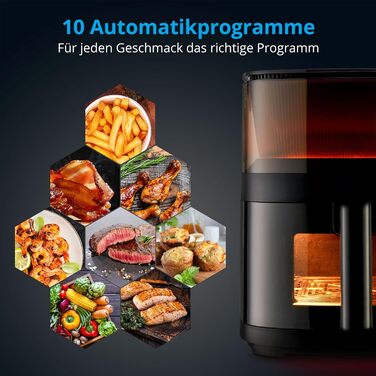 Аерофритюрниця MEDION X10 XL, 5 л, 1500 Вт, з вікном, автоматичні програми, функція розпилення води, хрустка їжа