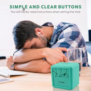 Цифровий туристичний годинник-будильник Plumeet з функцією відкладання, нічним світлом та великим дисплеєм, зеленого кольору