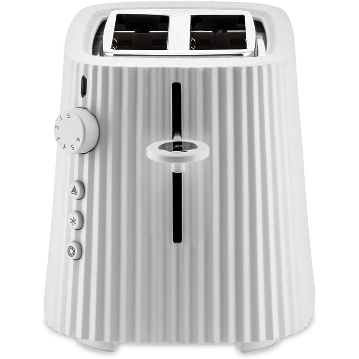 Alessi Plissé MDL08 W - Design Toaster, Six levels of gold plating, made of thermoplastic resin, European plug 850 W, White One size White