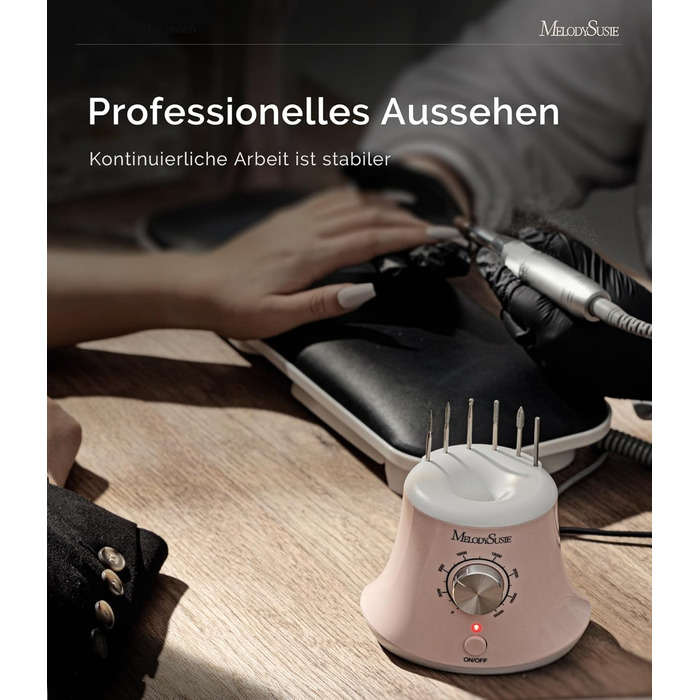 Електричний фрезер для нігтів MelodySusie 30000 об/хв: професійний набір для манікюру та педикюру з педаллю, для гелю та акрилу, білий (C-рожевий)