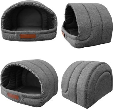 Будинок для собак R2: 48x37x32 см з гравіюванням імені - зручне ліжко для собак та котів (Графіт)