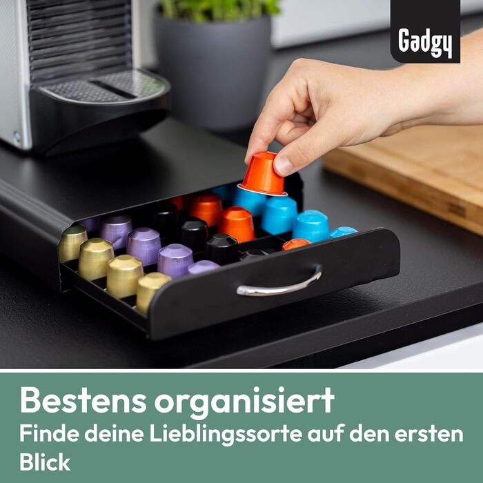 Тримач для капсул Nespresso Gadgy - органайзер для 50 капсул, нержавіюча сталь, чорний