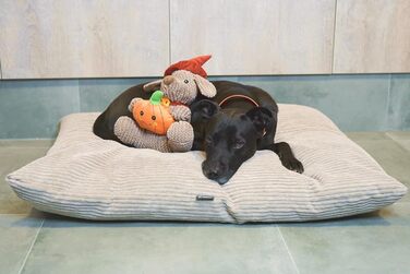 4L Textil ZOE - М'яке собаче ліжко з тканини Corduroy, 60x50 см, бежеве (смужки)