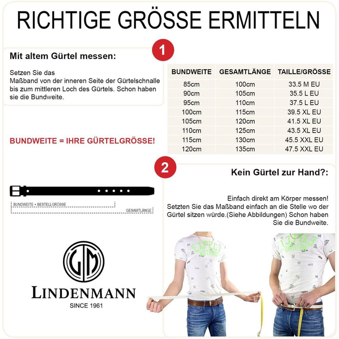 Чоловічий шкіряний ремінь Lindenmann Automatik, колір коньяк, розмір 105/120 см