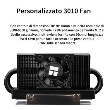 Радіатор охолодження SSD TR HR10 2280 PRO Black з тепловими трубами та вентилятором PWM