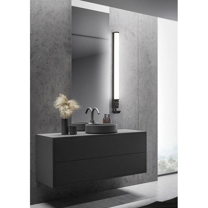 Trio Leuchten LED Bathroom Wall Light Piera 284074206, colored plastic, includes 8 Watt LED, switch, socket, (Matte Black, Width 119cm)