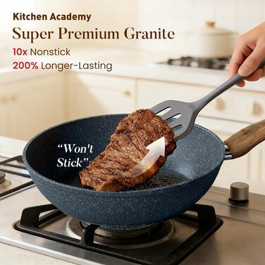 Набір посуду Kitchen Academy Granit 12 предметів для індукції, антипригарне покриття, без PFOA/PFOS, синій